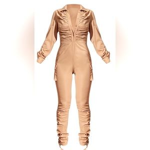 Utility Runched Jumpsuit* Camel Color * Size 8 US* New with Tags
